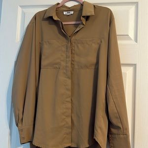 Tan Button Down LS Top